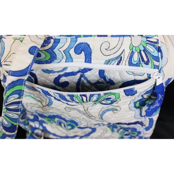 2008 Vera Bradley Mediterranean White Small Mini Backpack Bag Floral Tote Retire main image 4